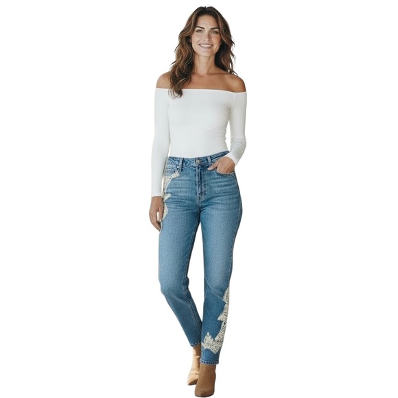 Women’s Ermanno Scervino Embroidered Boyfriend Jeans Embellished Preppy Italian - Picture 1 of 13